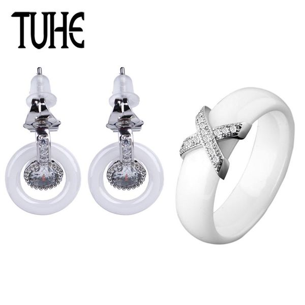 earrings & necklace elegant ceramic lady jewelry set fashion round crystal and 6mm wide x smooth rings wedding women, Silver
earrings & necklace elegant ceramic lady jewelry set fashion round crystal and 6mm wide x smooth rings wedding women, Silver