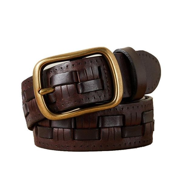 belts woven leather belt men's pin buckle first layer cowhide youth retro handmade personalized, Black;brown
belts woven leather belt men's pin buckle first layer cowhide youth retro handmade personalized, Black;brown