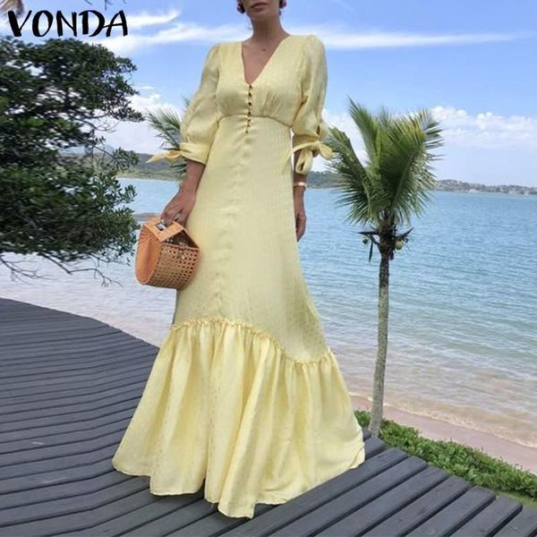 casual dresses summer maxi women sundress deep v neck evening party long dress 2021 vonda beach holiday vestidos, Black;gray
casual dresses summer maxi women sundress deep v neck evening party long dress 2021 vonda beach holiday vestidos, Black;gray