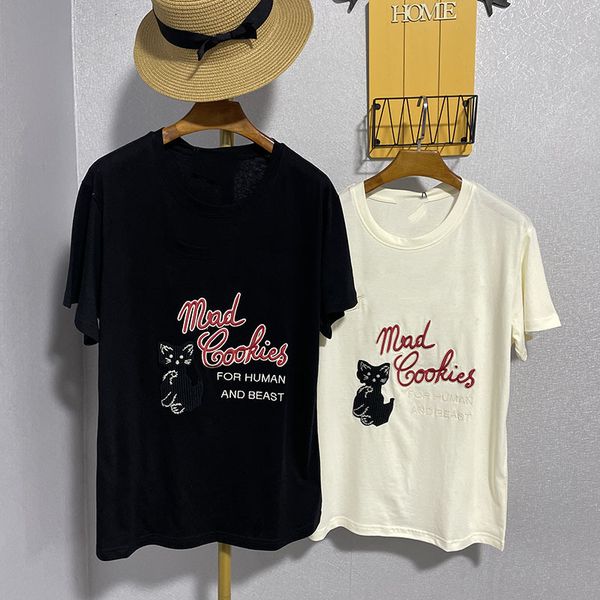21ss women designer t shirtsnet red t-shirt cotton loose fashion couple same short sleeve cat patch, White
21ss women designer t shirtsnet red t-shirt cotton loose fashion couple same short sleeve cat patch, White