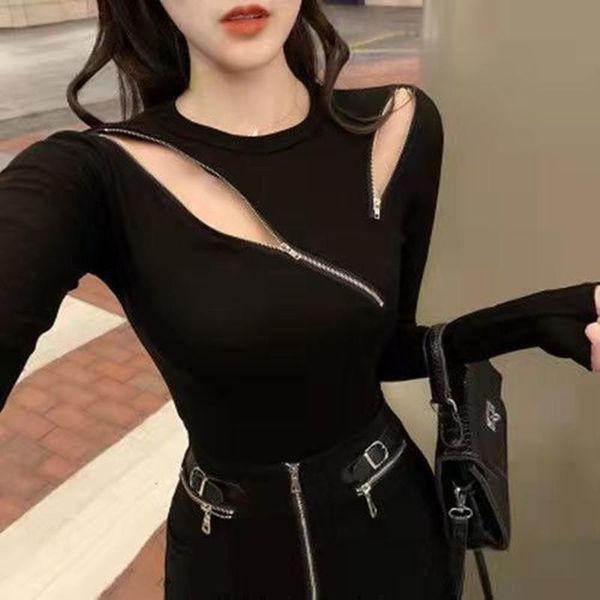 women's t-shirt spring fall korean style cotton woman t-shirts fashion zipper off shoulder women long sleeve slim designer tees 20, White
women's t-shirt spring fall korean style cotton woman t-shirts fashion zipper off shoulder women long sleeve slim designer tees 20, White