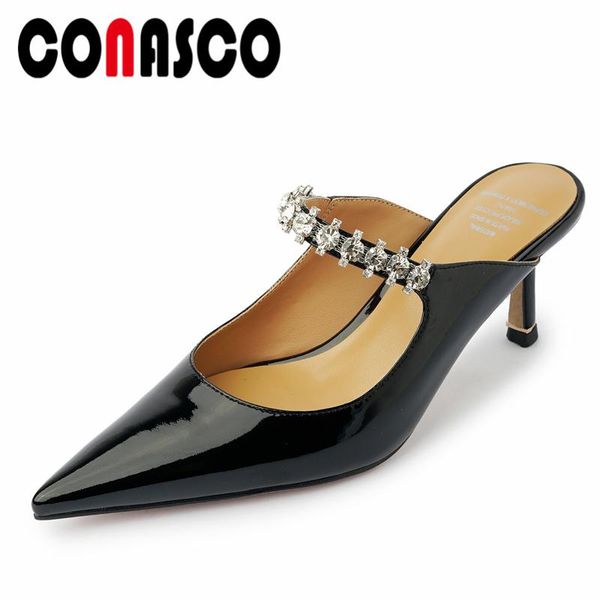 conasco women sandals spring summer fashion casual genuine leather rhinestone pointed toe shoes woman thin heels pumps 2021, Black
conasco women sandals spring summer fashion casual genuine leather rhinestone pointed toe shoes woman thin heels pumps 2021, Black