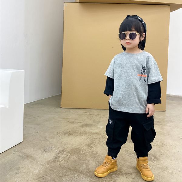 autumn 2021 boys' t and long spring sleeve new clothing children's cartoon fake two t-shirts, Black;white
autumn 2021 boys' t and long spring sleeve new clothing children's cartoon fake two t-shirts, Black;white