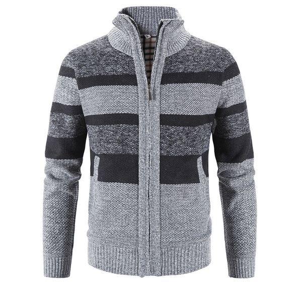 men's block printed stand collar warm cardigan knit jacket coat, Black;brown
men's block printed stand collar warm cardigan knit jacket coat, Black;brown