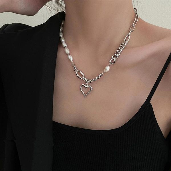 pendant necklaces allme vintage hollow metallic love heart necklace for women irregular baroque pearl titanium steel chokers, Silver
pendant necklaces allme vintage hollow metallic love heart necklace for women irregular baroque pearl titanium steel chokers, Silver