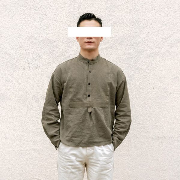 vintage cotton linen crew neck pullover workwear man's shirts shoulder gout g9xr, White
vintage cotton linen crew neck pullover workwear man's shirts shoulder gout g9xr, White