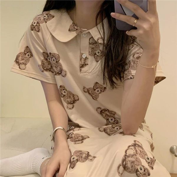 cartoon print summer nightgown womens sleepwears korean soft cotton long short sleeve ruffles nightdress buttons bear kawaii homewear, Black;red
cartoon print summer nightgown womens sleepwears korean soft cotton long short sleeve ruffles nightdress buttons bear kawaii homewear, Black;red
