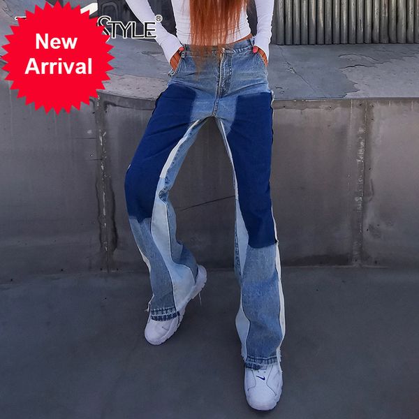 twotwinstyle hit color patchwork jeans for women high waist wide leg straight trousers female fashion new clothing 2021 autumn, Blue
twotwinstyle hit color patchwork jeans for women high waist wide leg straight trousers female fashion new clothing 2021 autumn, Blue