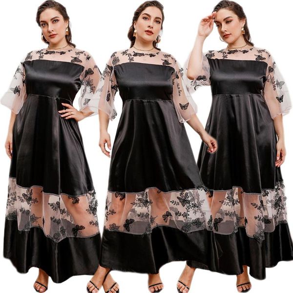 casual dresses plus size mesh lace patchwork women long dress butterfly embroidery organdy vintage party evening luxury fashion maxi, Black;gray
casual dresses plus size mesh lace patchwork women long dress butterfly embroidery organdy vintage party evening luxury fashion maxi, Black;gray