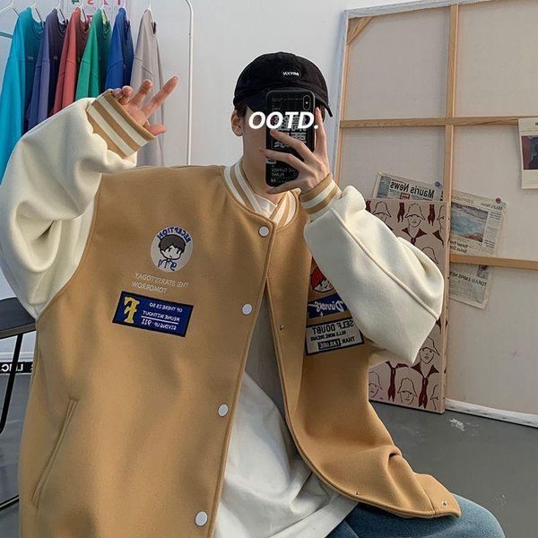 men's jackets coat 2021 baseball uniform korean version japanese loose trend contrast casual sports jacket, Black;brown
men's jackets coat 2021 baseball uniform korean version japanese loose trend contrast casual sports jacket, Black;brown