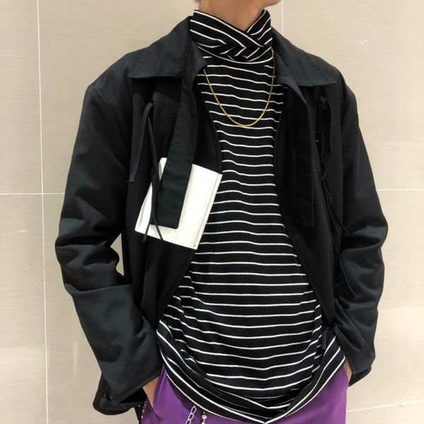 men's trench coats splice deconstructed split band loose dark coat ., Tan;black
men's trench coats splice deconstructed split band loose dark coat ., Tan;black