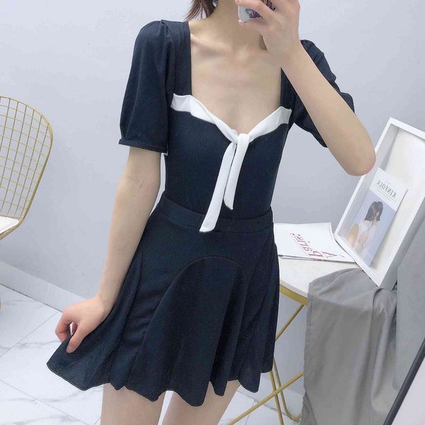 swimsuit women's siamese korean version net red cover belly show thin style backless spring bubble sleeve girl's new style, White;black
swimsuit women's siamese korean version net red cover belly show thin style backless spring bubble sleeve girl's new style, White;black