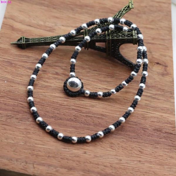 chains bocai 100% s999 sterling silver necklace handweaven three wax rope knots one bead pure argentum neck chain for women
chains bocai 100% s999 sterling silver necklace handweaven three wax rope knots one bead pure argentum neck chain for women