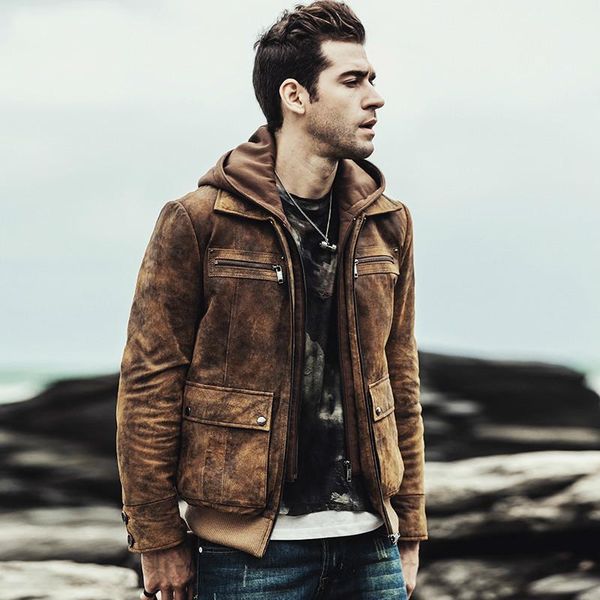 men's leather & faux autumn winter genuine jacket plus size vintage motorcycle mens chaqueta cuero hombre m-129 yy771, Black
men's leather & faux autumn winter genuine jacket plus size vintage motorcycle mens chaqueta cuero hombre m-129 yy771, Black