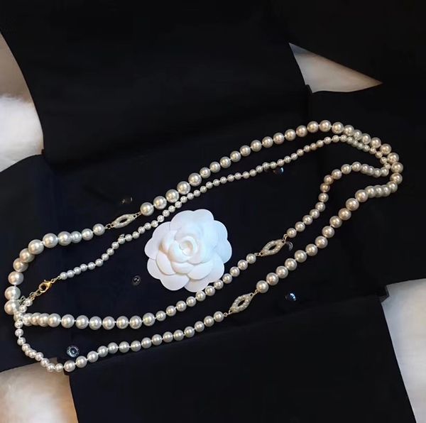 luxury jewelry designer necklace classic letter logo pearl sweater shain 100th anniversary with 3 logos, Silver
luxury jewelry designer necklace classic letter logo pearl sweater shain 100th anniversary with 3 logos, Silver