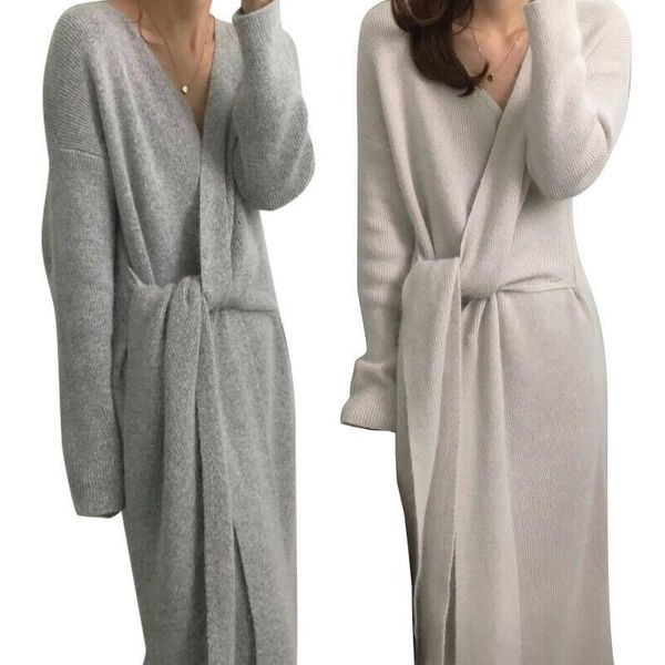 casual dresses belted cashmere sweater v kneck knitted long section elegant women dreess autumn solid color loose tunic knitwear, Black;gray
casual dresses belted cashmere sweater v kneck knitted long section elegant women dreess autumn solid color loose tunic knitwear, Black;gray