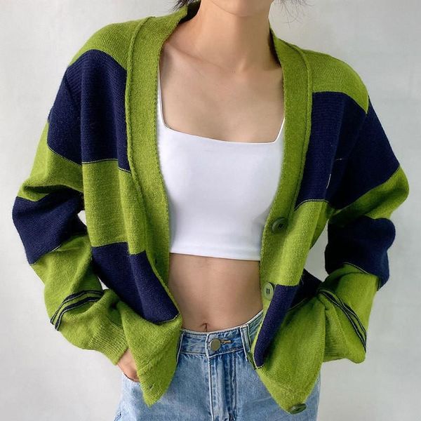 women's knits & tees women sweater contrast color stripes pattern single-breasted v-neck long sleeve cardigan knitted outwear fall spr, White
women's knits & tees women sweater contrast color stripes pattern single-breasted v-neck long sleeve cardigan knitted outwear fall spr, White