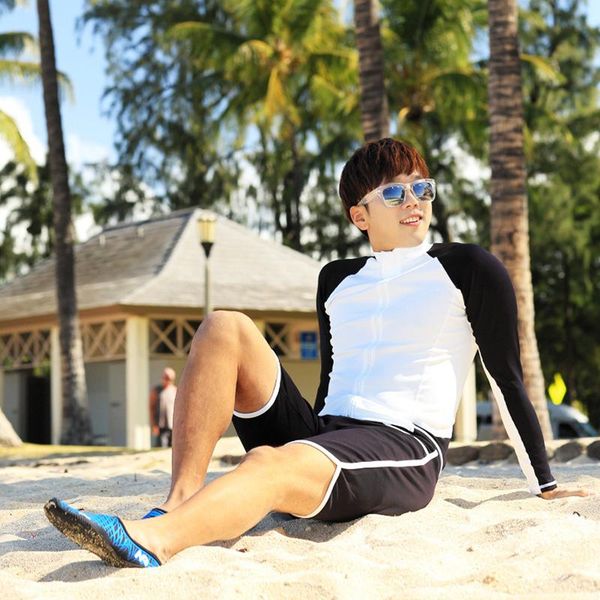 one-piece suits men's long sleeve tight fit rash guard surf shirt water sports swimwear boating beach white/black swim trunks
one-piece suits men's long sleeve tight fit rash guard surf shirt water sports swimwear boating beach white/black swim trunks