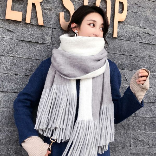 autumn and winter ins women's korean version long thickened imitation cashmere double-sided thermal tassel solid color scarf, Blue;black
autumn and winter ins women's korean version long thickened imitation cashmere double-sided thermal tassel solid color scarf, Blue;black