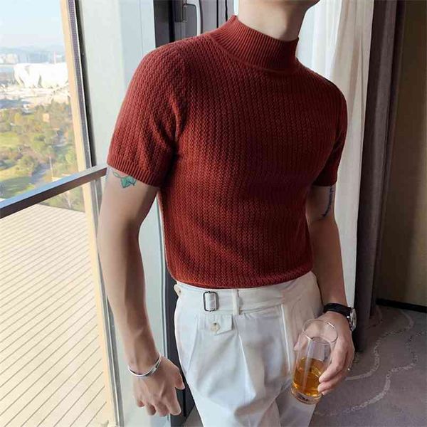 autumn short sleeve knitted sweater men clothing all match slim fit stretched turtleneck casual pull homme pullovers 210818, White;black
autumn short sleeve knitted sweater men clothing all match slim fit stretched turtleneck casual pull homme pullovers 210818, White;black