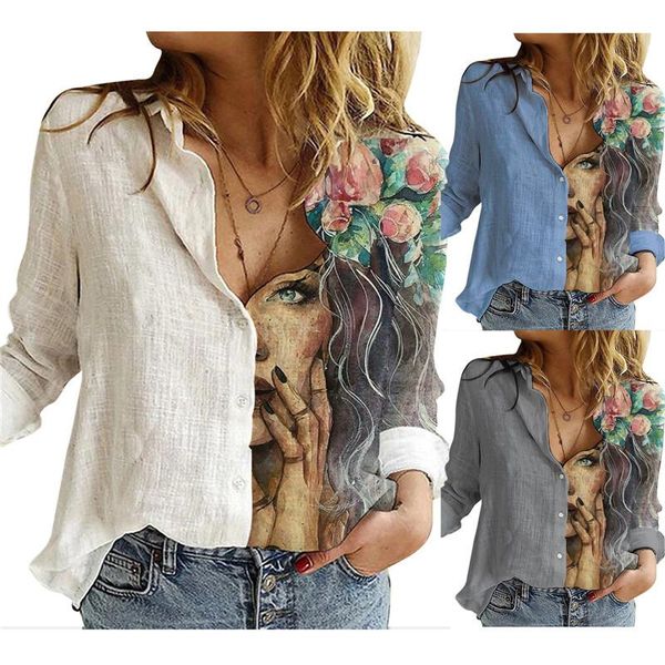 women's blouses & shirts loose cartoon retro female flow digital printing long sleeve shirt, White
women's blouses & shirts loose cartoon retro female flow digital printing long sleeve shirt, White