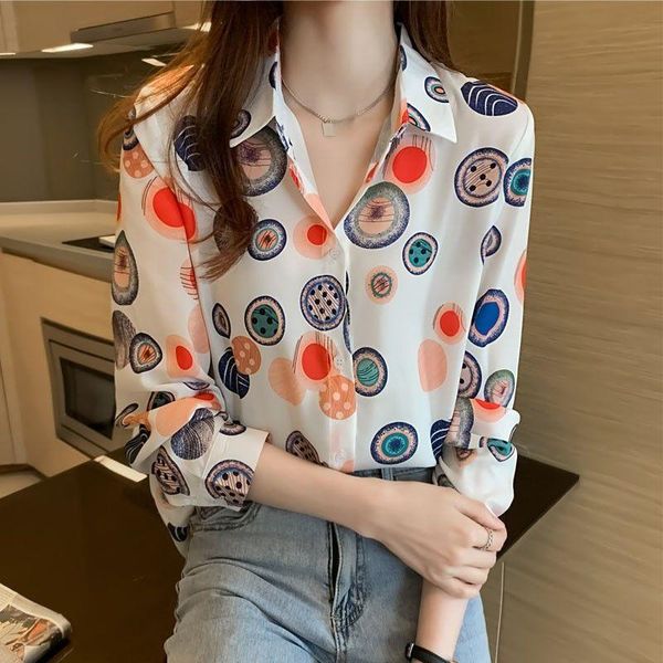 women's blouses & shirts retro printed chiffon shirt long sleeve fashion contrast color autumn loose blouse women, White
women's blouses & shirts retro printed chiffon shirt long sleeve fashion contrast color autumn loose blouse women, White