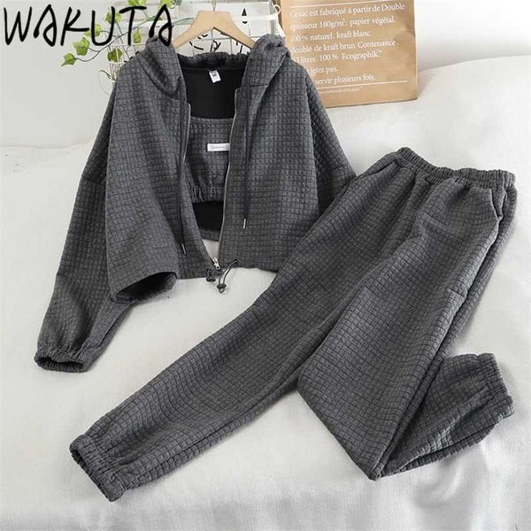 wakuta casual long sleeve zipper hooded hoodies base cmais high waist pants 3 pcs set women spring fall street sports suits 211106, White
wakuta casual long sleeve zipper hooded hoodies base cmais high waist pants 3 pcs set women spring fall street sports suits 211106, White