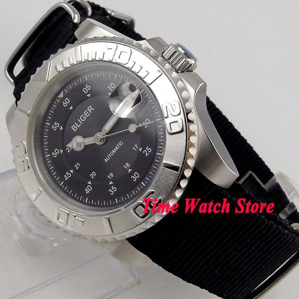 bliger 40mm miyota mechanical auto watch men waterproof dive pilot nylon strap black dial sier date luminous sapphire 136, Slivery;brown
bliger 40mm miyota mechanical auto watch men waterproof dive pilot nylon strap black dial sier date luminous sapphire 136, Slivery;brown