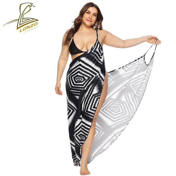 women's swimwear lonzo plus size striped print strap dress irregular beach bathing suit cover ups lcp35, White;black
women's swimwear lonzo plus size striped print strap dress irregular beach bathing suit cover ups lcp35, White;black