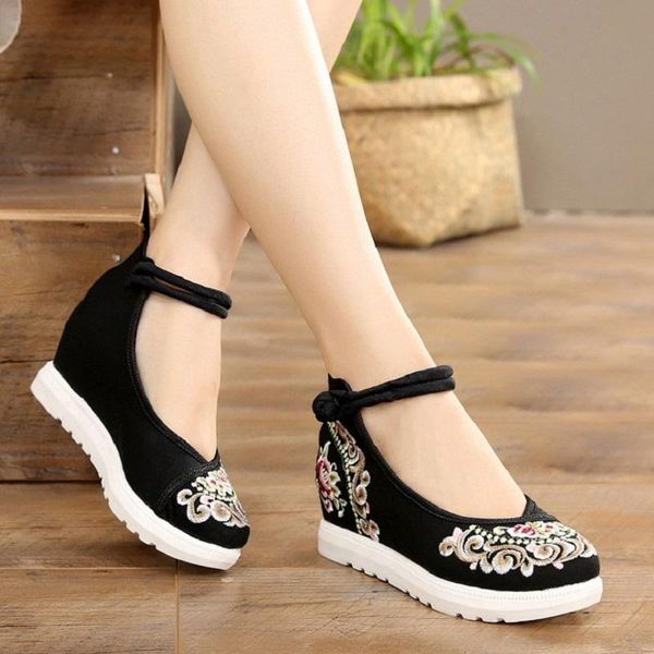 dress shoes akexiya women canvas increasing height ankle strap spring autumn china style vintage embroiders wedges heels lady buckle, Black
dress shoes akexiya women canvas increasing height ankle strap spring autumn china style vintage embroiders wedges heels lady buckle, Black