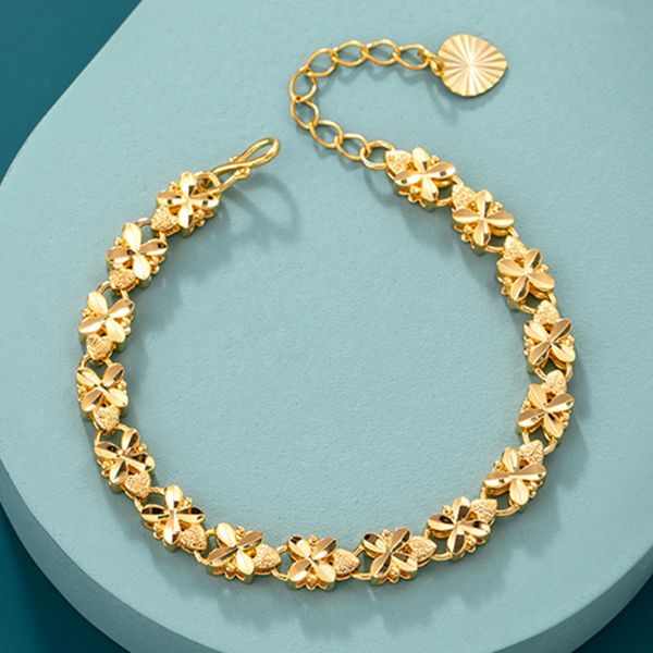 fashion lucky 24k gold bracelet 6mm four-leaf clover gold bracelet, suitable for women's jewelry gifts, Golden;silver
fashion lucky 24k gold bracelet 6mm four-leaf clover gold bracelet, suitable for women's jewelry gifts, Golden;silver