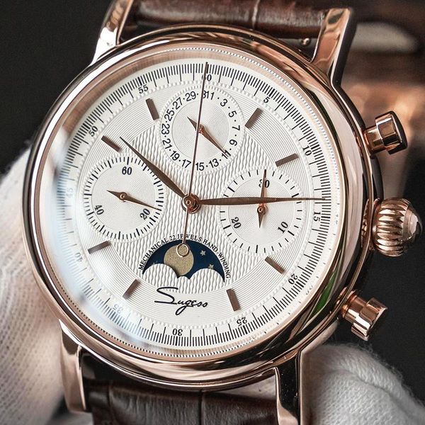 sugess seagull orologio uomo men's chronograph mechanical movement watches mens sapphire luxury waterproof watch men moon phase, Slivery;brown
sugess seagull orologio uomo men's chronograph mechanical movement watches mens sapphire luxury waterproof watch men moon phase, Slivery;brown