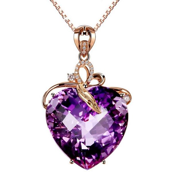 chains women necklace pendant heart shape amethyst rose gold jewelry charm wedding party fine, Silver
chains women necklace pendant heart shape amethyst rose gold jewelry charm wedding party fine, Silver