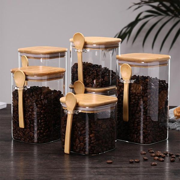 storage bottles & jars square airtight jar with spoon household transparent glass tank food, tea, dried fruit, coffee bean container
storage bottles & jars square airtight jar with spoon household transparent glass tank food, tea, dried fruit, coffee bean container