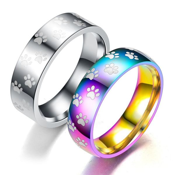 wedding rings rainbow dog cat print 6mm titainless steel footprints for men and women pet animal jewelry lover gift anillos, Slivery;golden
wedding rings rainbow dog cat print 6mm titainless steel footprints for men and women pet animal jewelry lover gift anillos, Slivery;golden