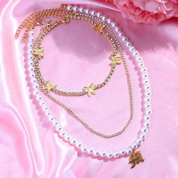 pendant necklaces korean cute butterfly pearl choker for women trendy letter crystal tennis chain wedding jewelry gift, Silver
pendant necklaces korean cute butterfly pearl choker for women trendy letter crystal tennis chain wedding jewelry gift, Silver