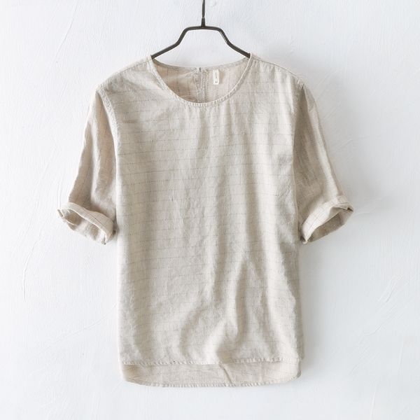 2021 new style striped round collar shirt linen and cotton casual men t shirts khaki tshirt mens camiseta dropshipping z6wt, White
2021 new style striped round collar shirt linen and cotton casual men t shirts khaki tshirt mens camiseta dropshipping z6wt, White