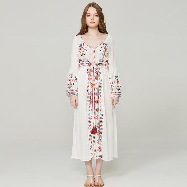 casual dresses summer travel bohemian tassel v collar long sleeve holiday beach dress white national style horn, Black;gray
casual dresses summer travel bohemian tassel v collar long sleeve holiday beach dress white national style horn, Black;gray