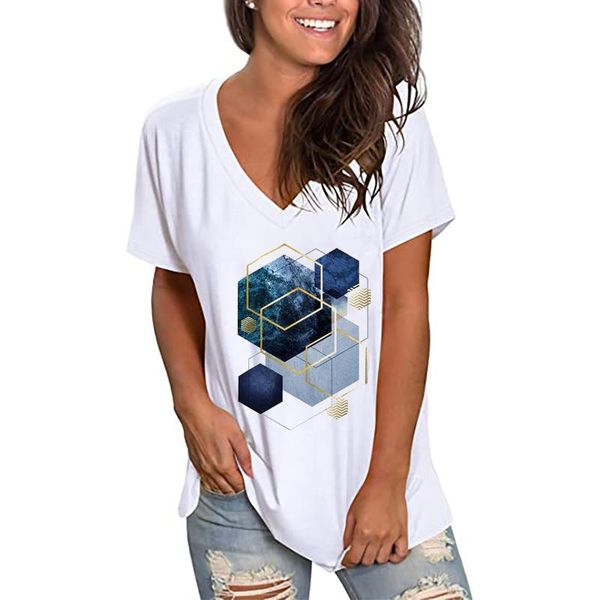 women's t-shirt geometry print tshirt women summer casual short sleeve v-neck pullover large size white camisetas de mujer
women's t-shirt geometry print tshirt women summer casual short sleeve v-neck pullover large size white camisetas de mujer