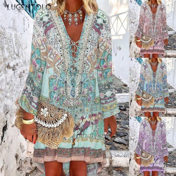 casual dresses luegntolo bohemia dress women long sleeve v-neck loose summer thin female print large size street short, Black;gray
casual dresses luegntolo bohemia dress women long sleeve v-neck loose summer thin female print large size street short, Black;gray