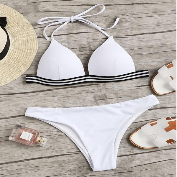 women's swimwear 2021 bikini swimsuit swimming suit for women split white elastic band sports style strap striped plus size, White;black
women's swimwear 2021 bikini swimsuit swimming suit for women split white elastic band sports style strap striped plus size, White;black