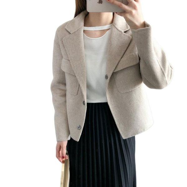 women's wool & blends 21 korea style small handmade coat short women jacket double faced cashmere jackets lady overcoats, Black
women's wool & blends 21 korea style small handmade coat short women jacket double faced cashmere jackets lady overcoats, Black