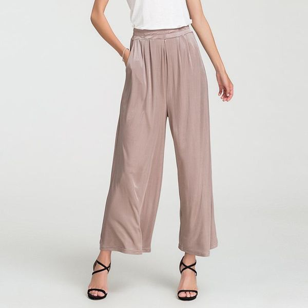 women's pants & capris women 100%real silk satin wide leg elastic waist loose 2021 fall office lady trousers, Black;white
women's pants & capris women 100%real silk satin wide leg elastic waist loose 2021 fall office lady trousers, Black;white