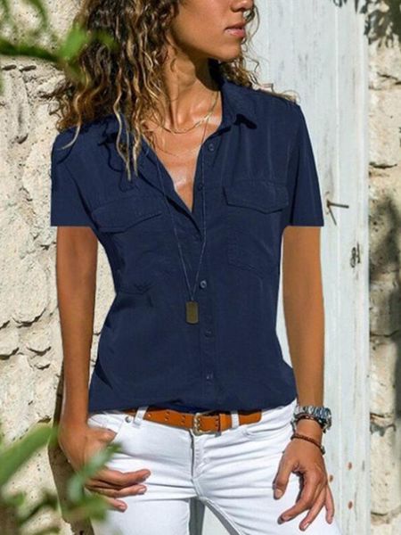 women's blouses & shirts casual loose women 2021 autumn fashion collar plus size blouse short sleeve buttons navy shirt streetwear, White
women's blouses & shirts casual loose women 2021 autumn fashion collar plus size blouse short sleeve buttons navy shirt streetwear, White