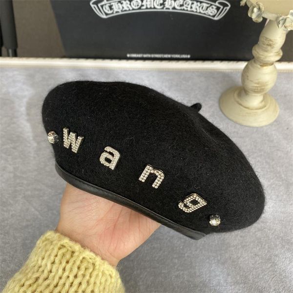 berets winter hat for women 2021 wool letter femme all-match painter vintage british style mujer beret cap, Blue;gray
berets winter hat for women 2021 wool letter femme all-match painter vintage british style mujer beret cap, Blue;gray