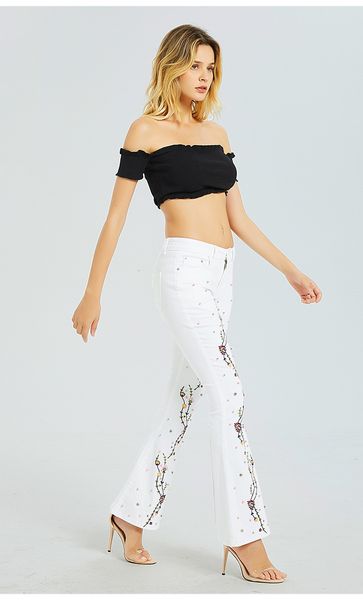 street lady denim leg wide pants size white beading embroidered floral flare women's jeans tam197 8p8g, Blue
street lady denim leg wide pants size white beading embroidered floral flare women's jeans tam197 8p8g, Blue