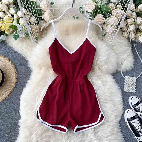 bodysuits women summer patchwork high waist v neck jumpsuit loose casual sports style simple fashion jumpsuits 210531, Black;white
bodysuits women summer patchwork high waist v neck jumpsuit loose casual sports style simple fashion jumpsuits 210531, Black;white