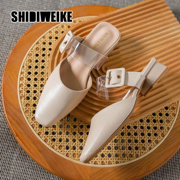 women slippers mules med heels leather square toe buckle thick heel 2021 new fashion outside casual size 35-40 vc065, Black
women slippers mules med heels leather square toe buckle thick heel 2021 new fashion outside casual size 35-40 vc065, Black