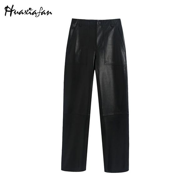 women's pants & capris huaxiafan high imitation leather women fashion solid black pu trousers elegant pockets female ladies, Black;white
women's pants & capris huaxiafan high imitation leather women fashion solid black pu trousers elegant pockets female ladies, Black;white
