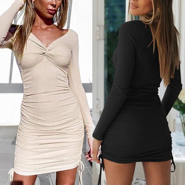 casual dresses fashion women's dress women autumn v neck long sleeve knot ruched drawstring slim bodycon 2021, Black;gray
casual dresses fashion women's dress women autumn v neck long sleeve knot ruched drawstring slim bodycon 2021, Black;gray